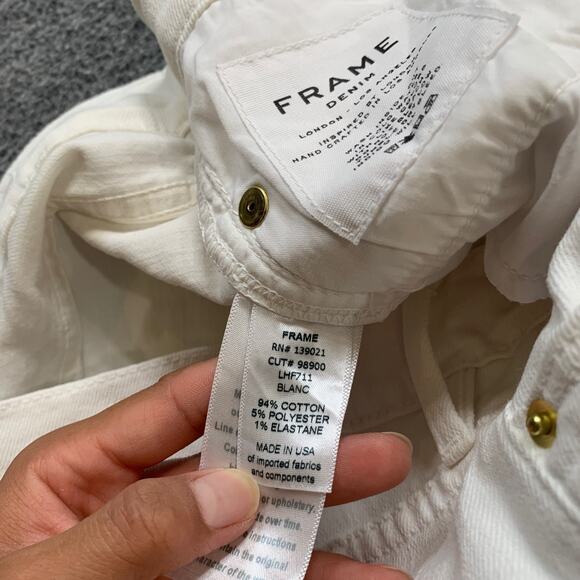 Frame Jeans Womens 29 White Denim Le High Flare Mid Rise 5 Pocket Stretch *READ - Picture 8 of 11